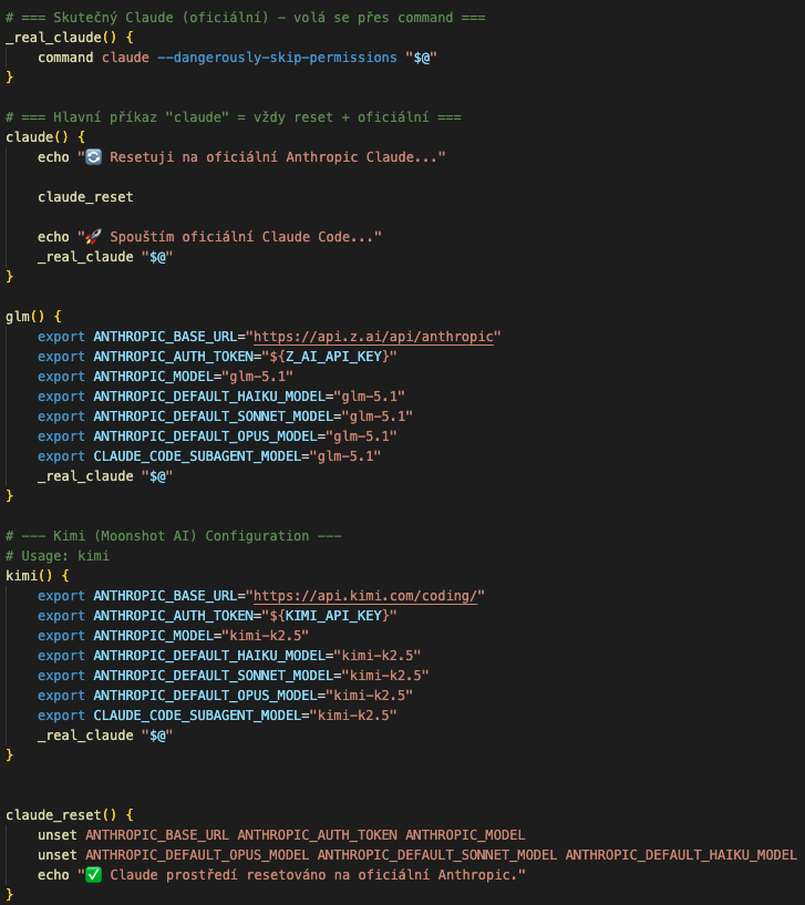 Claude Code configuration — switching to alternative AI provider